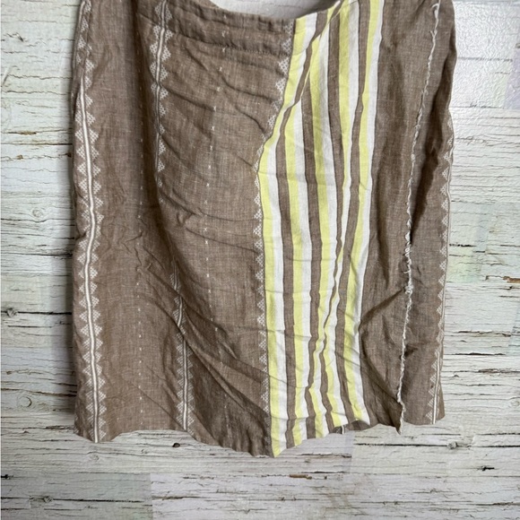 J. Jill linen striped Brown and Yellow Women's Skirt size medium - Picture 2 of 6